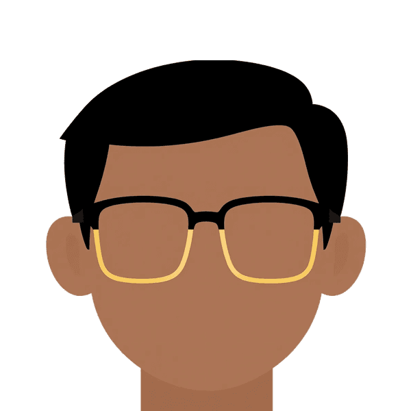 Illustrated avatar of Chad with black hair and black-and-gold glasses